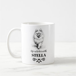 Caneca De Café A Vida Pomeraniana é melhor com o nome personaliza