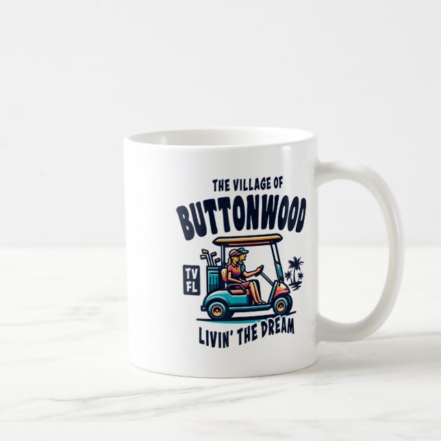 Caneca De Café A Vila De Buttonwood Projeto De Carrinho De Golfe  (Direita)