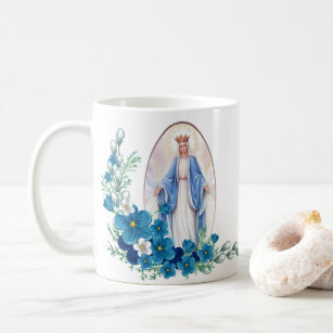 Caneca De Café A Virgem Maria abençoada floresce a oração de