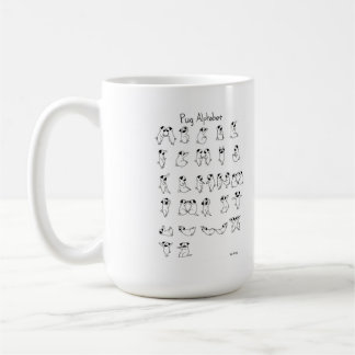 Caneca De Café A-Z do alfabeto do Pug