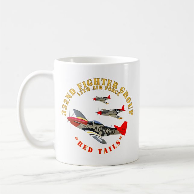 Caneca De Café AAC - 332nd Fighter Group - 12 AF - Red Tails (Esquerda)