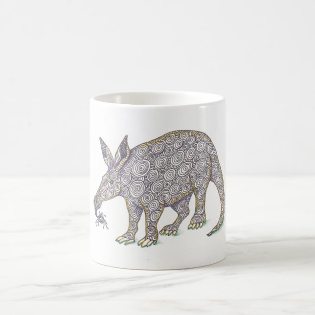 Caneca De Café Aardvark e caneta preta de formigas desenho (Centro)