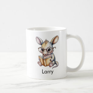 Caneca De Café Aardvark Fofo Lendo um Livro Personalizado