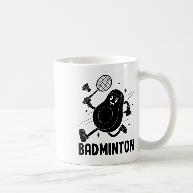Caneca De Café Abacate Jogando Badminton Comida Vegetariana Saudá (Direita)