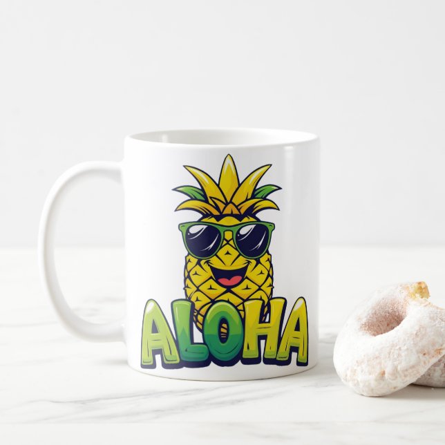 Caneca De Café Abacaxi Coleção de Aloha Pineapple Choul Coffee Mu (Com Donut)
