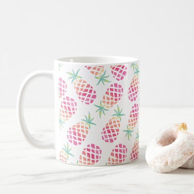 Caneca De Café Abacaxi, cor-de-rosa (Com Donut)