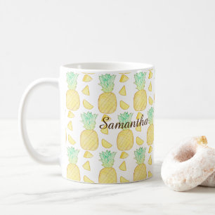 Caneca De Café Abacaxi de Aquarela Tropical