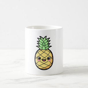 Caneca De Café Abacaxi Feliz – Ilustração Kawaii Fofa
