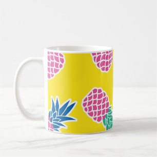 Caneca De Café Abacaxi Frenzy: Bright Cartoon Vintage.