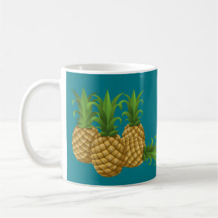 Caneca De Café Abacaxi retro do vintage da cerceta