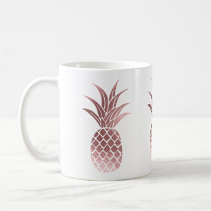 Caneca De Café Abacaxi Rosa Dourado