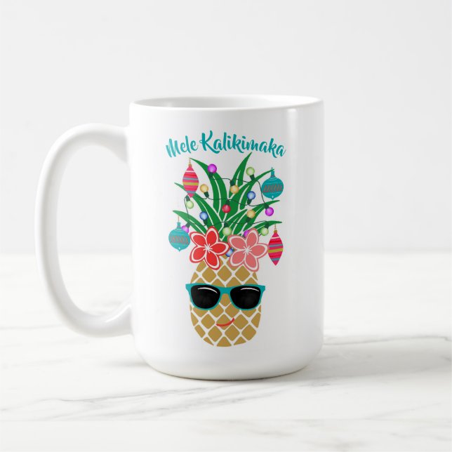 Caneca De Café Abacaxi tropical Mele Kalikimaka Natal (Esquerda)