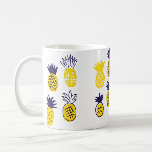 Caneca De Café Abacaxis abstrato minimalista coloridos em banda