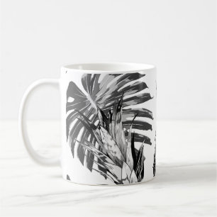 Caneca De Café Abacaxis, folhas tropicais da selva. Bela costura