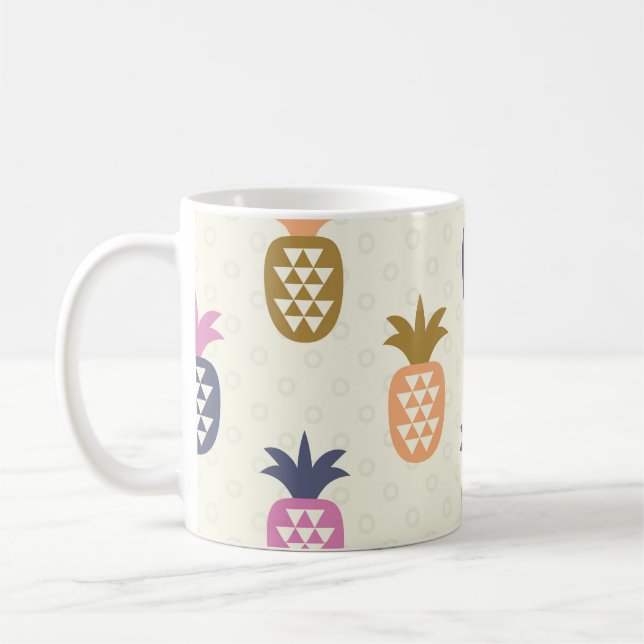 Caneca De Café Abacaxis sem costura Design de padrão de safra (Esquerda)