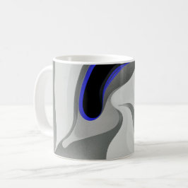 Caneca De Café Abaixo do Azul: Cinza Abstrato, Preto e Azul
