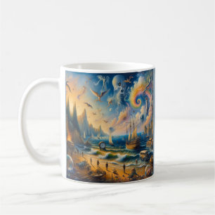 Caneca De Café Abaixo pelo Mar: Uma paisagem do Sonho Costeiro Su