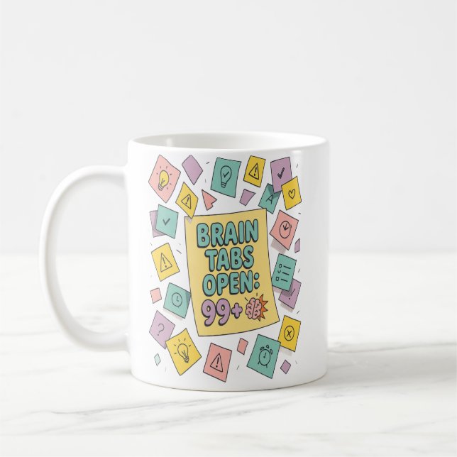 Caneca De Café Abas do cérebro Abrir Design ADHD engraçado (Esquerda)