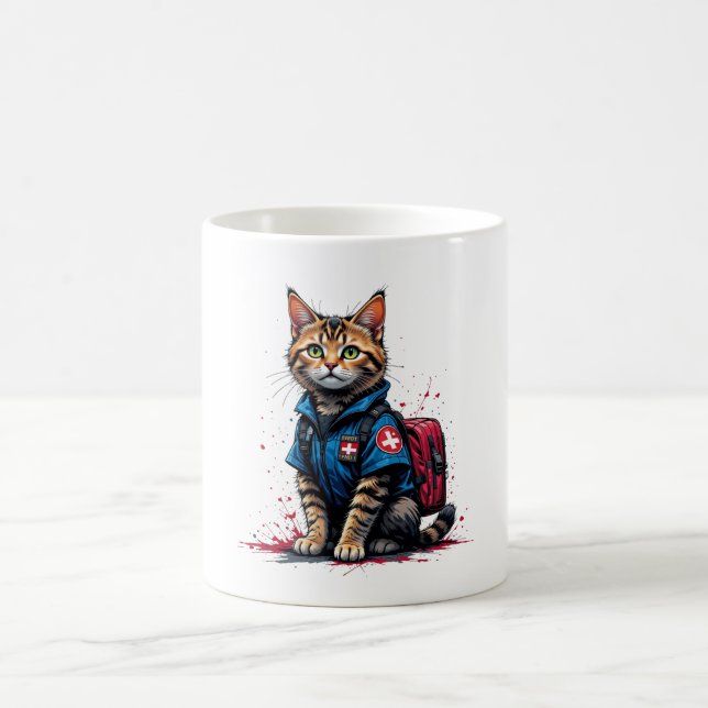 Caneca De Café Abate de Gato de Emergência - Design de Gato Médic (Centro)