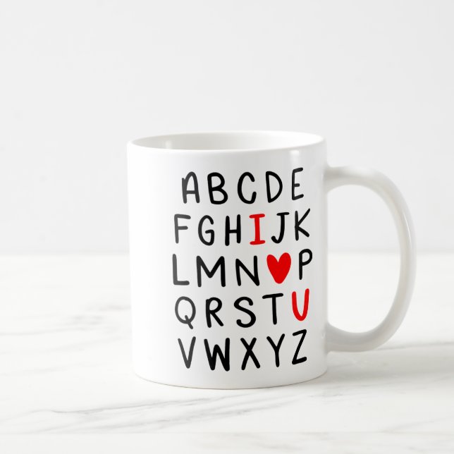 Caneca De Café Abc Alphabet I Love You Englieacher Valentines  (Direita)