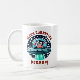 Caneca De Café Abdução Alienígena Desastre Engraçado Vaca Confusa