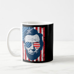 Caneca De Café Abe Lincoln Barba Óculos De Sol E Bandeira America