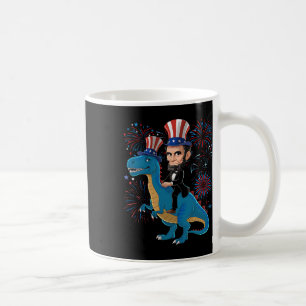 Caneca De Café Abe Lincoln Dirigindo Um Dinossauro Engraçado 4 De
