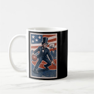 Caneca De Café Abe Lincoln Driblando - Jogador Americano de Basqu