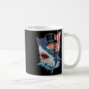 Caneca De Café Abe Lincoln Pilotando Tubarão Incrível Gráfico do