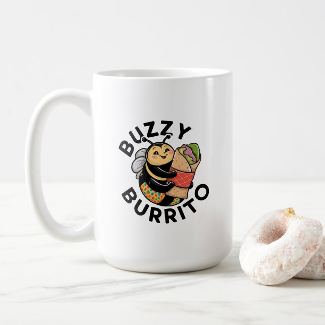 Caneca De Café Abeelha Buzzy Burrito Engraçada  (Com Donut)