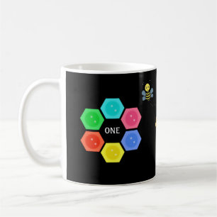 Caneca De Café Abeha Bonita & Mel Comb Multicolorido em Preto