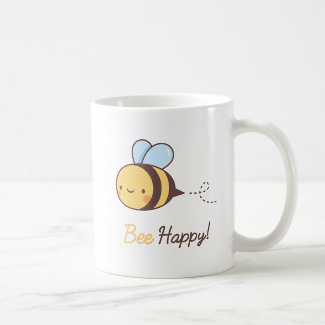Caneca De Café Abeia Feliz Pun Positivo Fofo (Direita)
