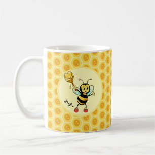 Caneca De Café Abeja com Coração & Monograma
