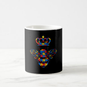 Caneca De Café Abeja de Conscientização sobre Autismo com Coroa e