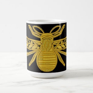 Caneca De Café Abeja dourada real imitação de bordado