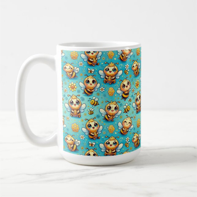 Caneca De Café Abejas de desenho animado fofas (Esquerda)