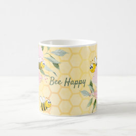 Caneca De Café Abejas Felizes abelhas amarelas favo de mel verão