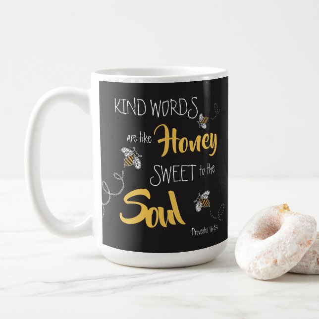 Caneca De Café Abejas Melíferas Palabras Amáveis Como Mel Moderno (Com Donut)