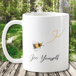 Caneca De Café Abelha<br><div class="desc">Esta caneca de café é decorada com abelhas melíferas e "Bee Yourself" na tipografia de na moda. Facilmente personalizável com seu monograma. Original Watercolor © Michele Davies.</div>