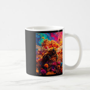 Caneca De Café Abelha E Vinheta De Jardim Surreal