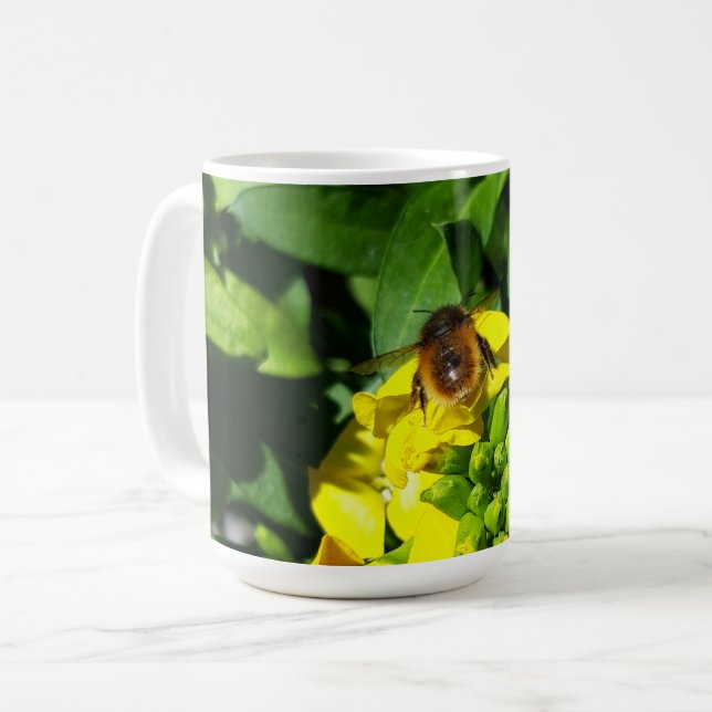 Caneca De Café Abelha em Flores Amarelas (Frente Esquerda)