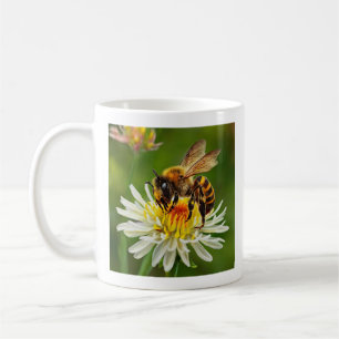 Caneca De Café Abelha na Flor Branca