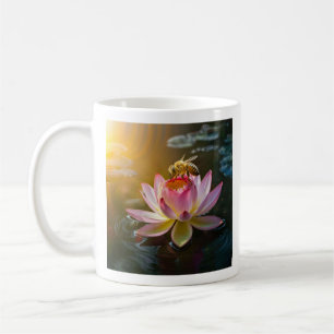 Caneca De Café Abelha na Flor de Lótus