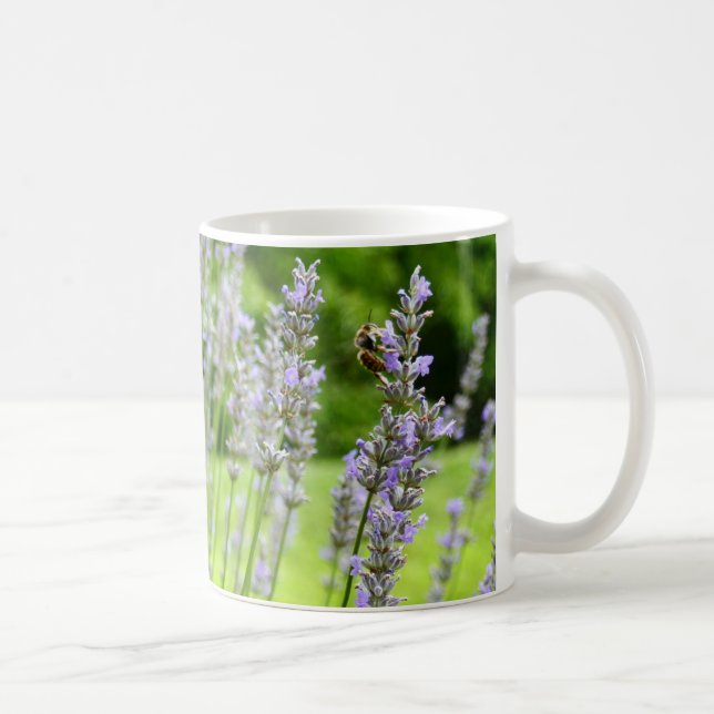 Caneca De Café Abelha na Floral de Verão da Lavanda (Direita)