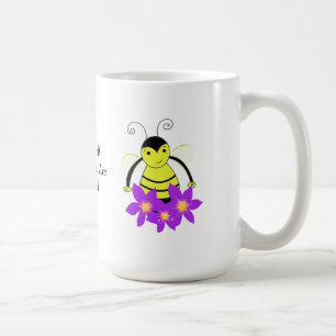 Caneca De Café Abelha ocupada lunática com flores