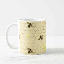 Caneca De Café Abelhas Amarelas na moda Douradas Honeycomb