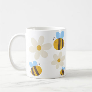 Caneca De Café Abelhas-brancas com uma caneca-flor branca