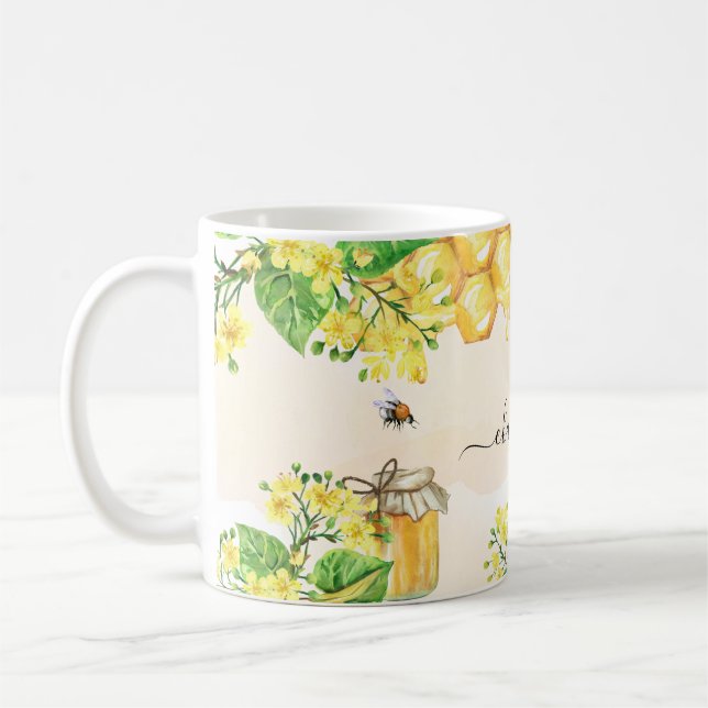 Caneca De Café Abelhas-de-banho mel floral amarelo (Esquerda)