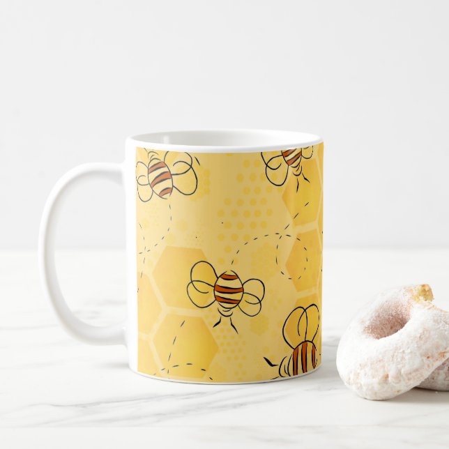 Caneca De Café Abelhas De Mel De Abelha Bonitas (Com Donut)