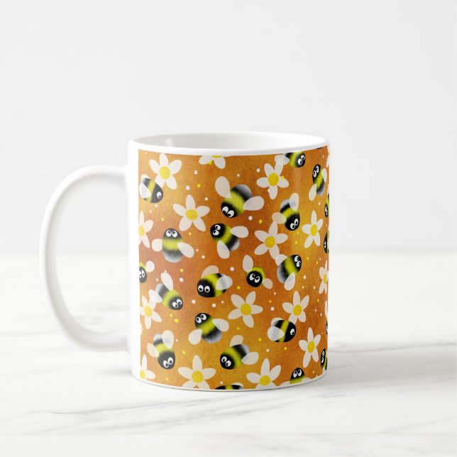 Caneca De Café Abelhas de zumbido reproduzíveis (laranja queimado (Esquerda)